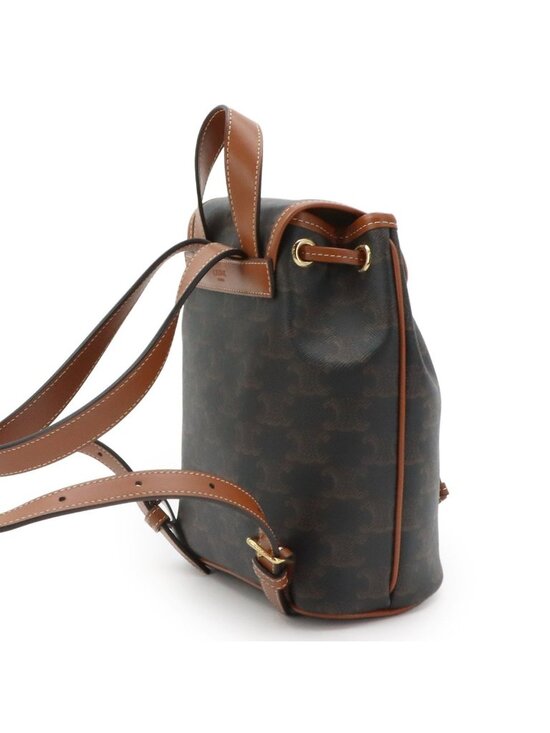 Celine Trio Mini Folco Backpack Leather Tan Brown Gold main image 7